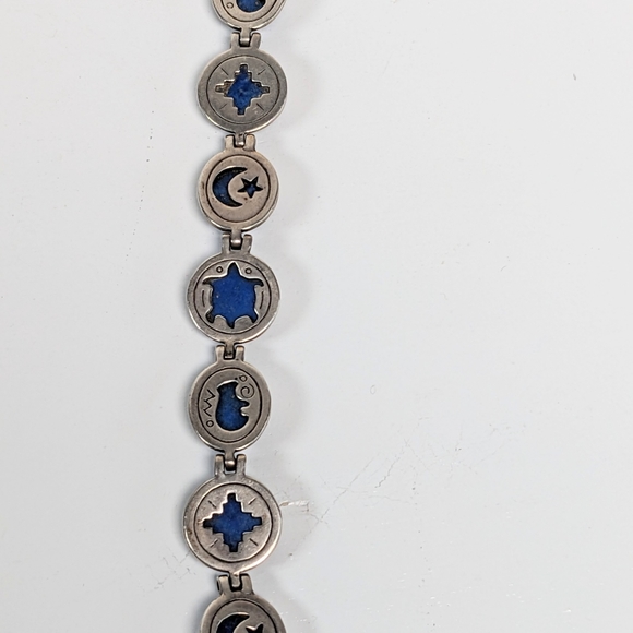 Lapis Sterling SW Native symbols reversible bracelet - Picture 8 of 8